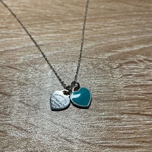 Tiffany Blue Double Heart Tag Pendant